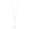Ashley Gold Sterling Silver Gold Plated Link Chain Lariat With Single Bezel CZ Necklace