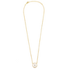 Ashley Gold Sterling Silver Gold Plated Link Chain Center Enamel And CZ Drop Necklace