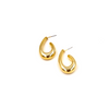 Ashley Gold Stainless Steel Oval Open Back Design Hoop Earrings