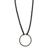 Ashley Gold Stainless Steel Oxidized Chain With 2" Open Circle Sterling Silver Pendant Necklace
