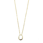 Ashley Gold Sterling Silver Gold Plated Open Oval CZ Pendant Necklace