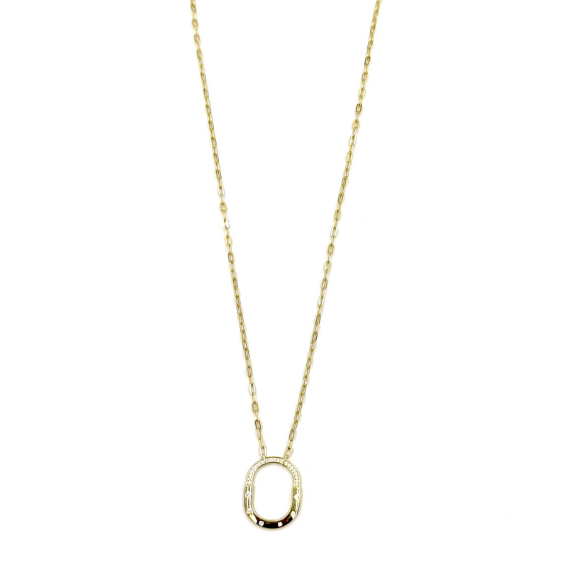 Ashley Gold Sterling Silver Gold Plated Open Oval CZ Pendant Necklace