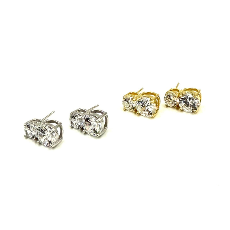 Ashley Gold Sterling Silver Double CZ Drop Earrings