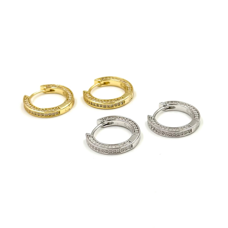 Ashley Gold Sterling Sliver With CZ's All Around .5" Hoop Earrings