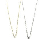 Ashley Gold Sterling Silver Emerald CZ And Round Bezel Set CZ Necklace