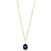Ashley Gold Stainless Steel Gold Plated Enamel Single CZ Drop Pendfant Necklace