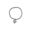 Ashley Gold Stainless Steel Ball Beaded Stretch Dangle Heart Pendant Bracelet