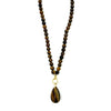 Ashley Gold Stainless Steel Gold Plated Brown Semi Precious Beaded 1 Teardrop Charm Necklace