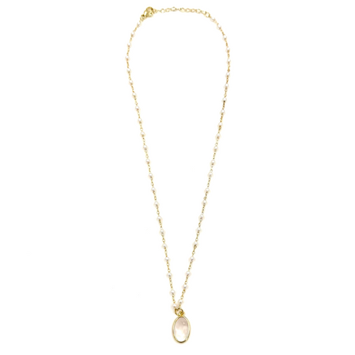 Ashley Gold Stainless Steel Gold Plated Pearls By The Yard Oval Drop Pendant Necklace
