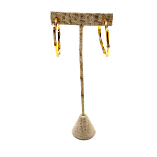 Ashley Gold Stainless Steel Gold Plated Open Bamboo Hoop Earrings