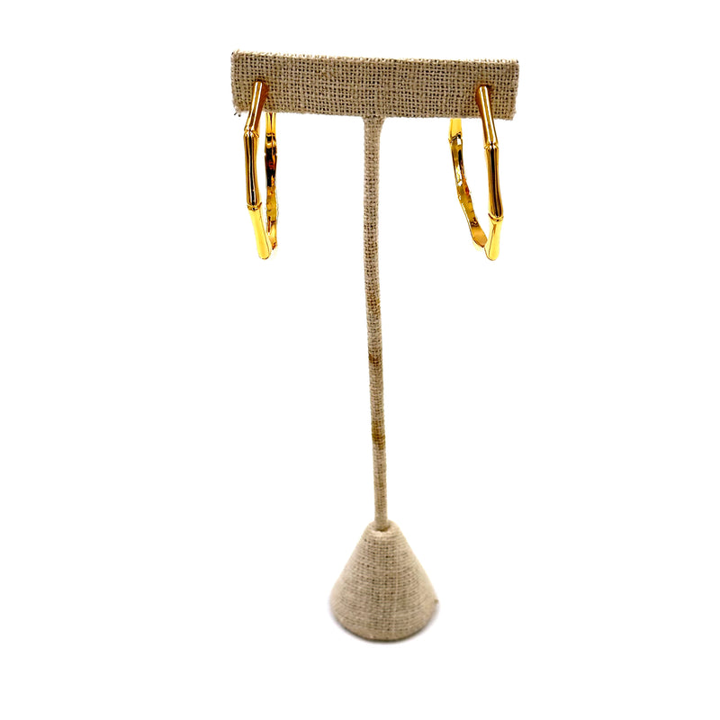 Ashley Gold Stainless Steel Gold Plated Open Bamboo Hoop Earrings
