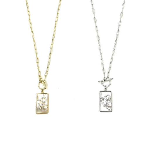 Ashley Gold Sterling Silver "LOVE" Toggle Necklace