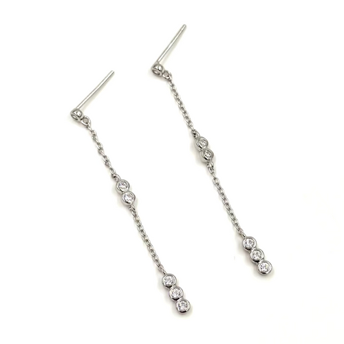 Ashley Gold Sterling Silver Drop Chain Link With CZ's Earrings
