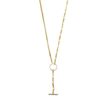 Ashley Gold Sterling Silver Combo Link CZ Circle Drop Necklace