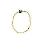 Ashley Gold Stainless Steel Gold Plated Stretch Enamel Large Evil Eye Bracelet