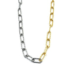 Ashley Gold Stainless Steel Gold Plated Two Toned Faceted Chain Link Necklace