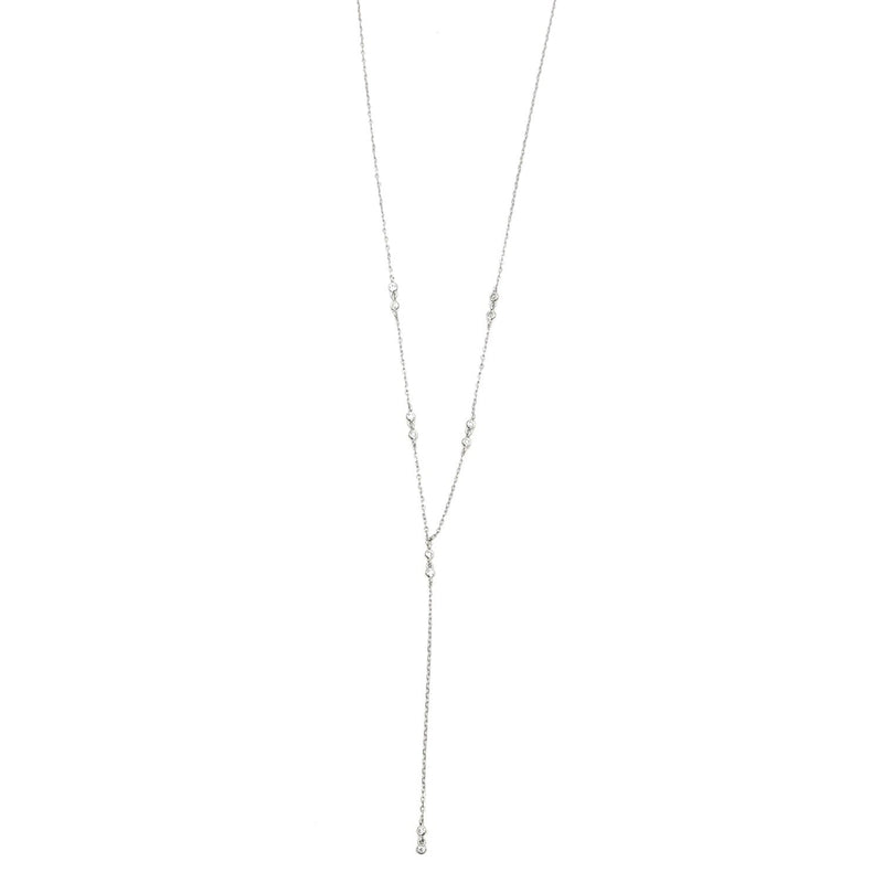 Ashley Gold Sterling Silver Assorted CZ Drop Lariat Necklace