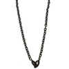 Ashley Gold Stainless Steel Gunmetal Rope Link Chain with CZ Gunmetal Sterling Silver Link Charm Necklace