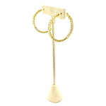 Ashley Gold Stainless Steel Gold Plated CZ Inside/Outside 1.5" Diameter Hoop Earrings