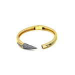 Ashley Gold Stainless Steel Gold Plated Open Bangle with CZ Encrusted Arrow Bracelet