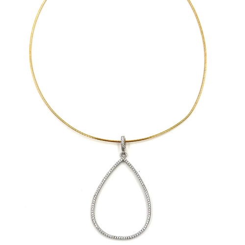 Ashley Gold Sterling Silver Gold Plated Wire Chain With Detachable Sterling Silver CZ Pendant Necklace