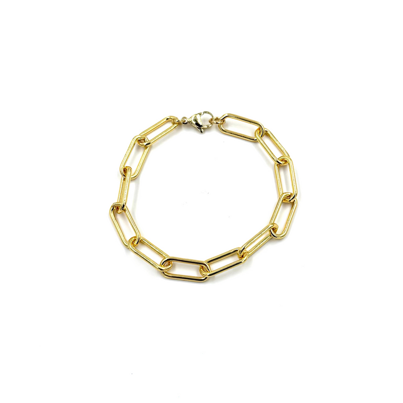 Ashley Gold Stainless Steel Gold Plated Paperclip Link Bracelet
