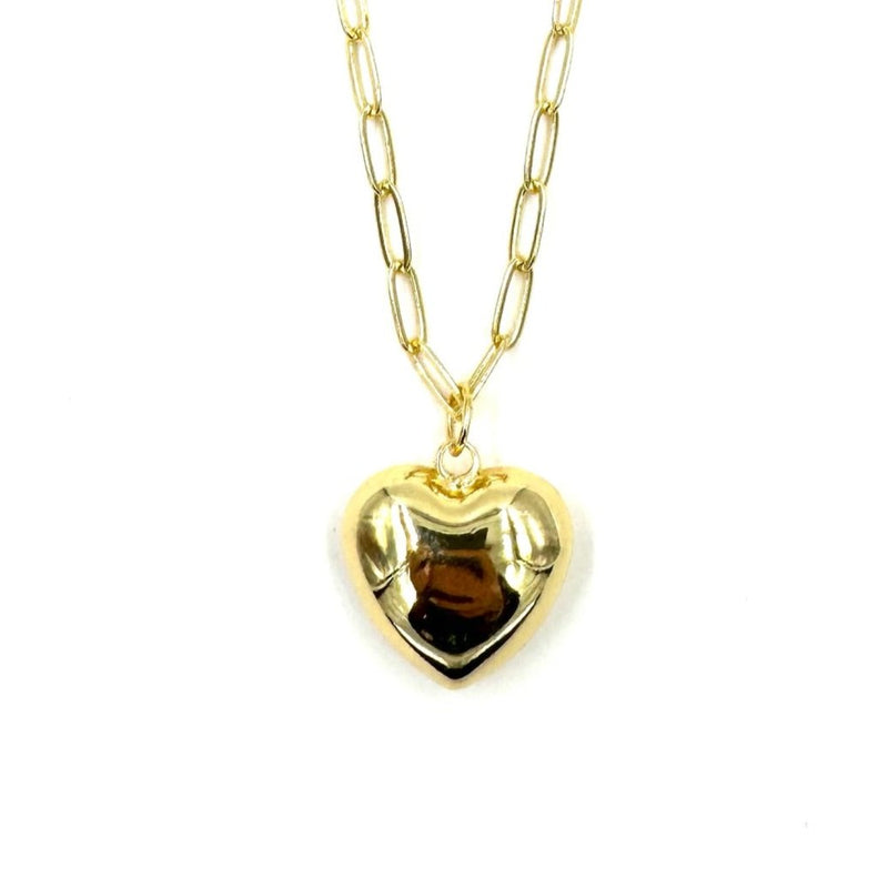 Ashley Gold Stainless Steel Gold Plated Floating Puff Design Heart Necklace