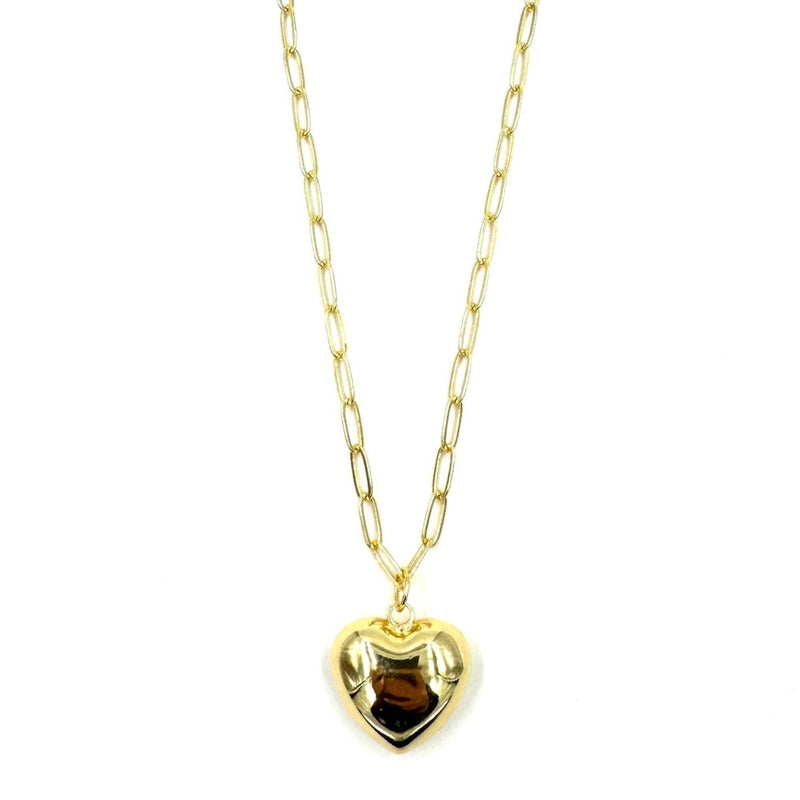 Ashley Gold Stainless Steel Gold Plated Floating Puff Design Heart Necklace