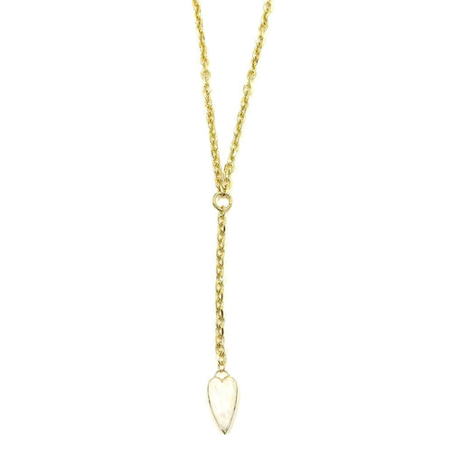 Ashley Gold Stainless Steel Gold Plated Semi Precious Puff Colored Heart Lariat Necklace