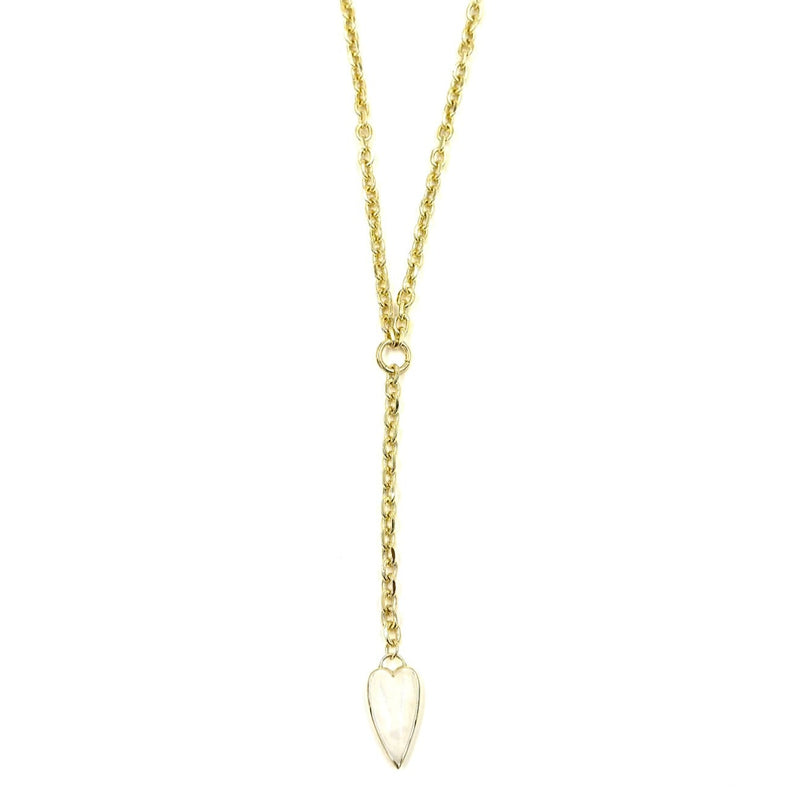 Ashley Gold Stainless Steel Gold Plated Semi Precious Puff Colored Heart Lariat Necklace