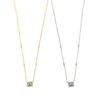 Ashley Gold Sterling Silver Emerald Cut Halo With CZ's By The Yard Necklace