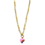Ashley Gold Stainless Steel Gold Plated Link Design With One Pendant Necklace