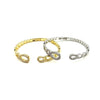 Ashley Gold Stainless Steel Open Bangle With Interlocking Ovals and CZ Bracelet