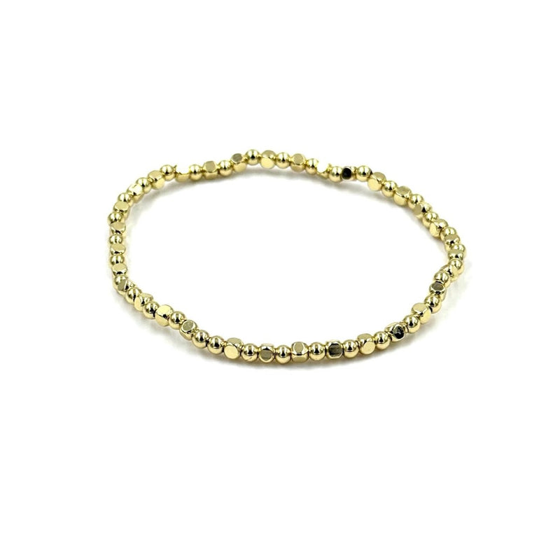 Ashley Gold Stainless Steel Gold Plated Flat Side Beaded Ball Beaded Bracelet