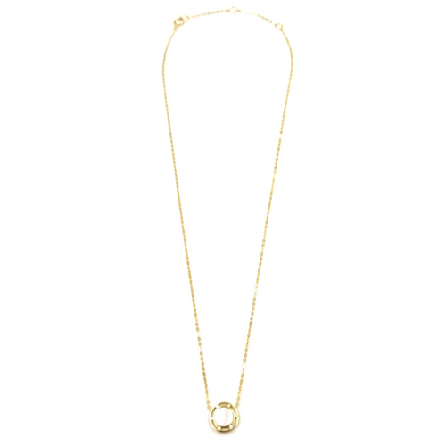 Ashley Gold Sterling Silver Gold Plated White Disc And CZ Necklace