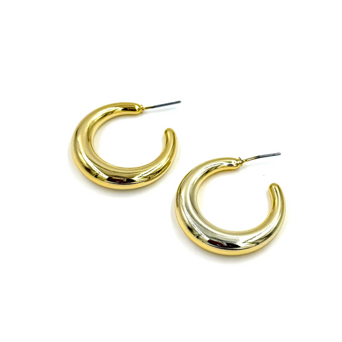 Ashley Gold Stainless Steel Gold Plated Open Circle Design Hoop Earrings