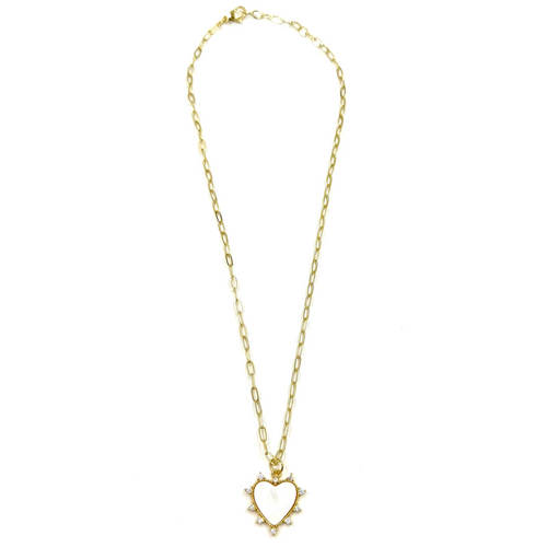 Ashley Gold Stainless Steel Gold Plated CZ Heart Drop Pendant Design Necklace