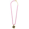 Ashley Gold Stainless Steel Pink Enamel Plated Box Link Chain With Clover Charm Necklace