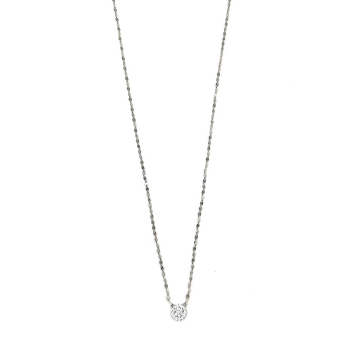 Ashley Gold Sterling Silver Diamond Cut Chain CZ Disc Necklace