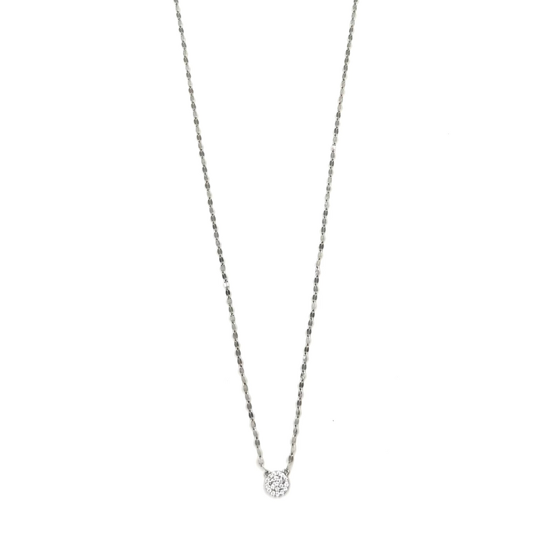 Ashley Gold Sterling Silver Diamond Cut Chain CZ Disc Necklace