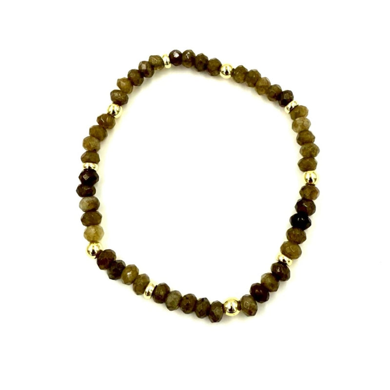 Ashley Gold Stainless Steel Gold Plated Colored Beaded Ball And Alternating Stretch Bracelet