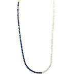 Ashley Gold Sterling Silver Gold Plated Mixed Clear And Blue CZ Tennis Necklace