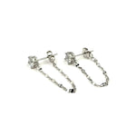 Ashley Gold Sterling Silver CZ Stud with Circle Link Chain Loop Drop Earrings