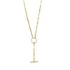 Ashley Gold Sterling Silver Gold Plated CZ Circle Link Lariat Necklace