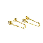 Ashley Gold Sterling Silver Gold Plated CZ Twisted Chain Drop Earrings