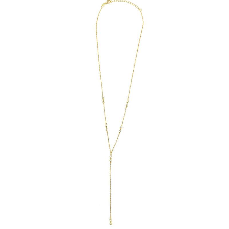 Ashley Gold Sterling Silver Assorted CZ Drop Lariat Necklace