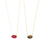 Ashley Gold Stainless Steel Gold Plated Link Chain With Enamel Evil Eye and CZ Necklace