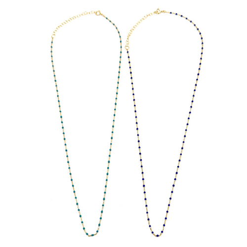 Ashley Gold Sterling Silver Gold Plated 2MM Beaded Wire Wrapped Colorful Necklace