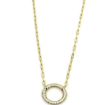 Ashley Gold Sterling Silver Gold Plated Oval Encrusted CZ Pendant Necklace