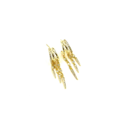 Ashley Gold Sterling Silver Triple Bar Tripole Chaim CZ Drop Earrings